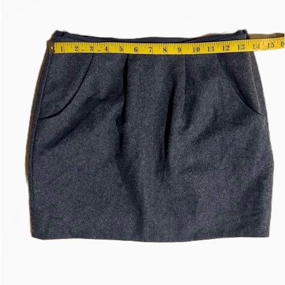 J. Crew Wool Blend Charcoal Grey Lined Mini Skirt, Slanted Pockets & Zipper, 0 - Picture 11 of 13